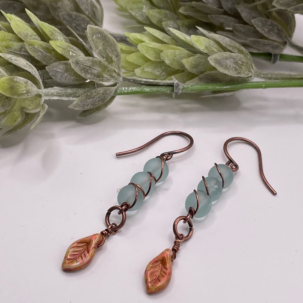 New Swaying Leaves Copper Fall Earrings